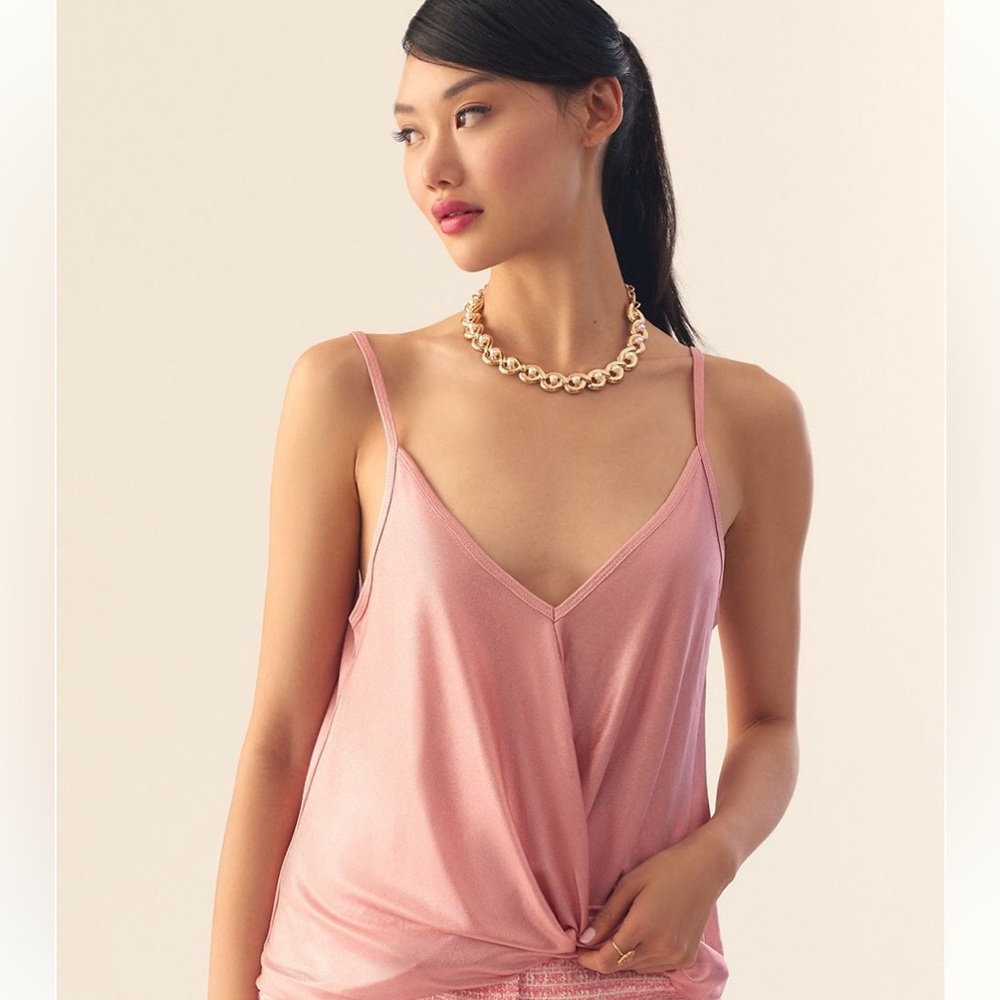 NWT Anthropologie Porridge Shine Wrap Tank Top Pink Size XL